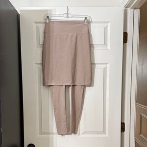 Beige Mocha Modest Athletic Skirt with Attached Leggings sweet lemon thyme